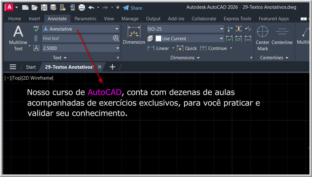 Texto multilinha com estilo aplicado