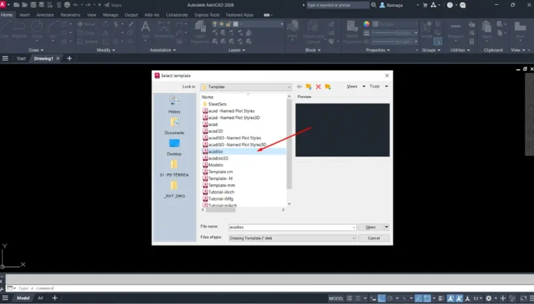 Modelo no AutoCAD: Como Selecionar um Novo Template