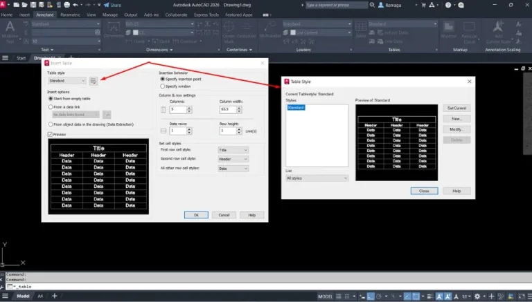 Criar Tabelas Personalizadas no AutoCAD Configuração de tabela personalizada