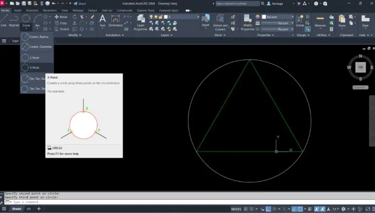 Círcles no AutoCAD: Por 3 pontos e tangência