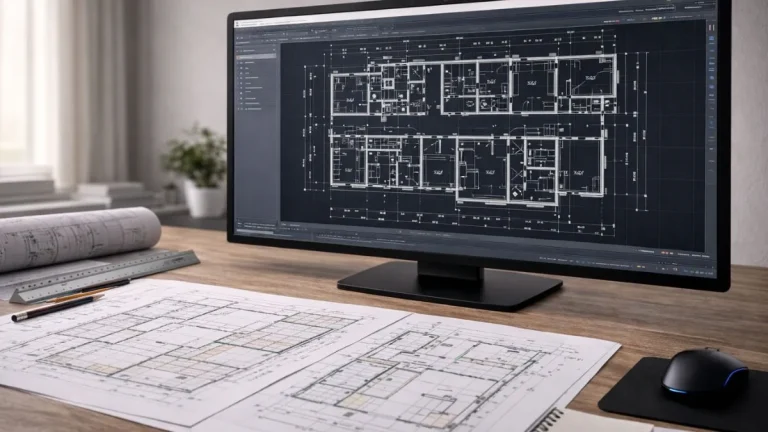 PDF de planta em DWG no AutoCAD convertido com precisão, mostrando desenho vetorizado limpo, alinhado e organizado a partir de planta arquitetônica original.