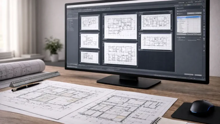 Exportar do layout do AutoCAD para PDF com qualidade, mostrando múltiplos layouts configurados corretamente no Paper Space antes da exportação final.