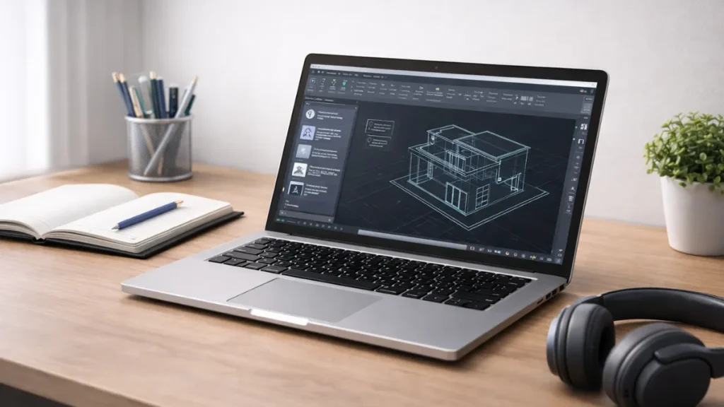 escolher curso de autocad a partir da comparação de plataformas de aprendizado exibidas em notebook, tablet e smartphone, com interfaces distintas de cursos e conteúdos de AutoCAD.