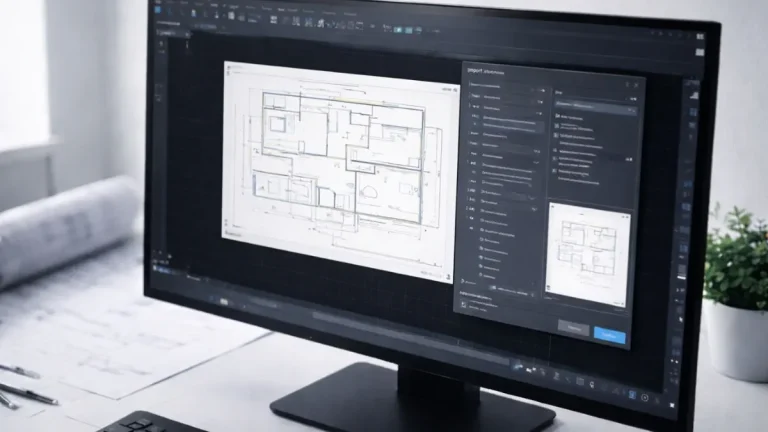 pdf para desenho editavel autocad mostrando a interface do AutoCAD durante a importação de um PDF convertido automaticamente em linhas e geometria vetorial editável