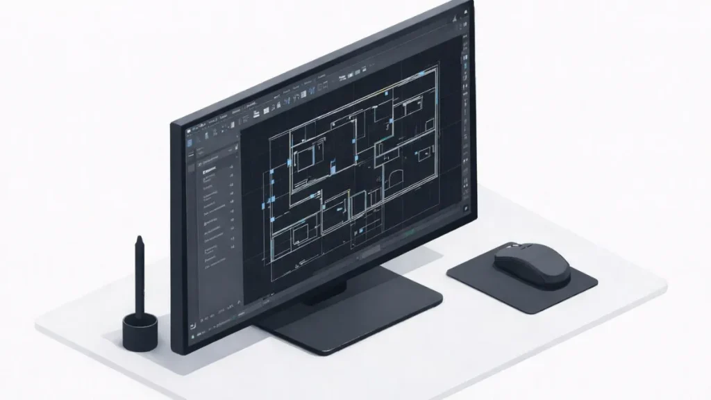 desenho convertido no AutoCAD com objetos vetoriais editáveis, mostrando linhas selecionadas e grips ativos após importação de PDF