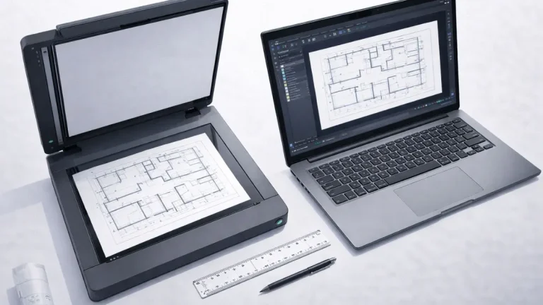 editar pdf tecnico autocad mostrando um desenho DWG convertido de PDF sendo editado no AutoCAD, com objetos selecionados, grips visíveis e camadas organizadas