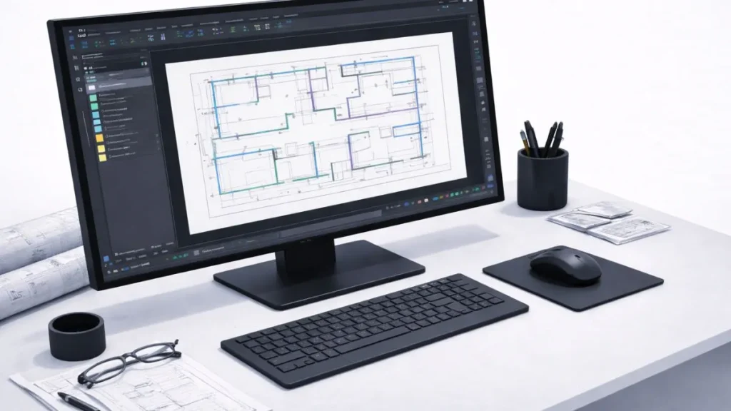desenho dwg criado após importar pdf no autocad, com linhas limpas, layout preservado e geometria totalmente editável