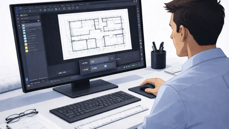 escalas no autocad aplicadas em um layout, com usuário ajustando a escala do viewport e a escala de anotação no AutoCAD em ambiente profissional