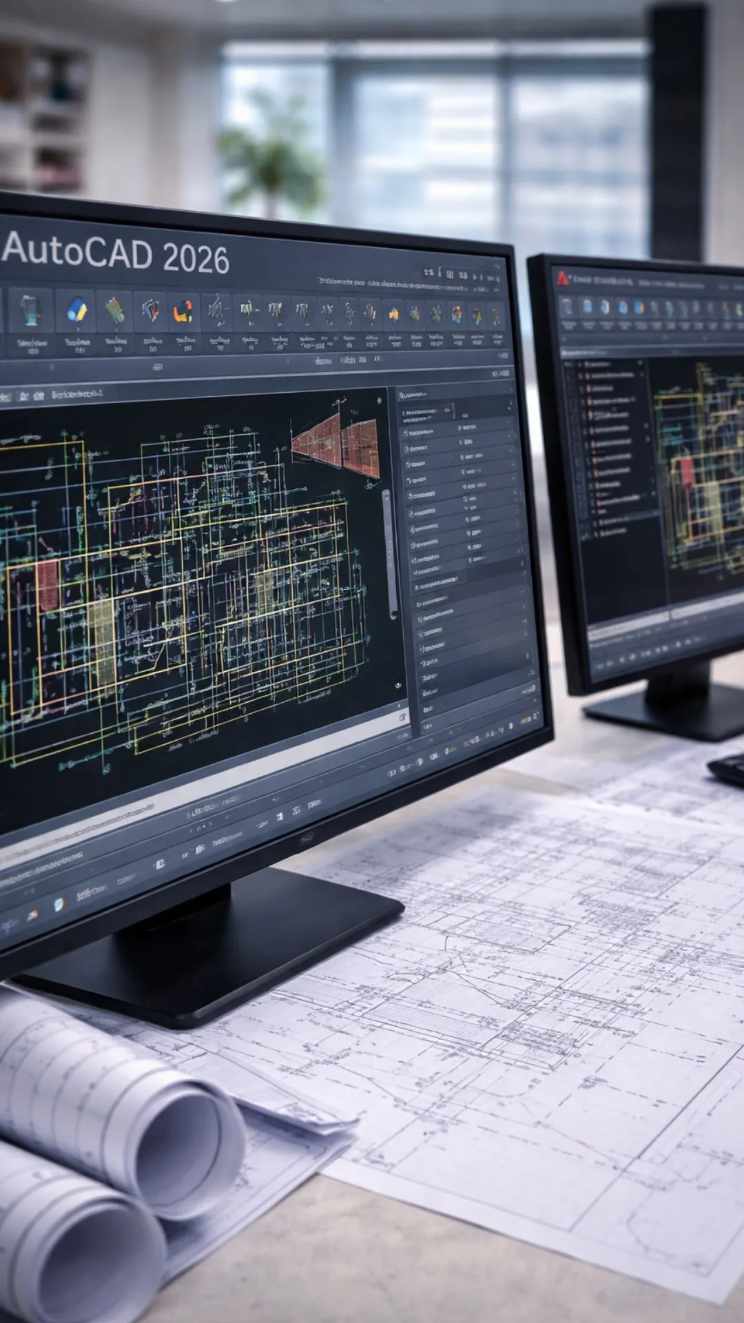 Cores da Interface AutoCAD com fundo escuro e elementos destacados por contraste