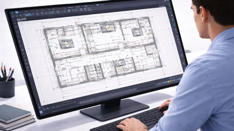 autocad 2d quando usar em fluxo de trabalho profissional, com usuário desenvolvendo planta arquitetônica detalhada no AutoCAD utilizando apenas ferramentas 2D