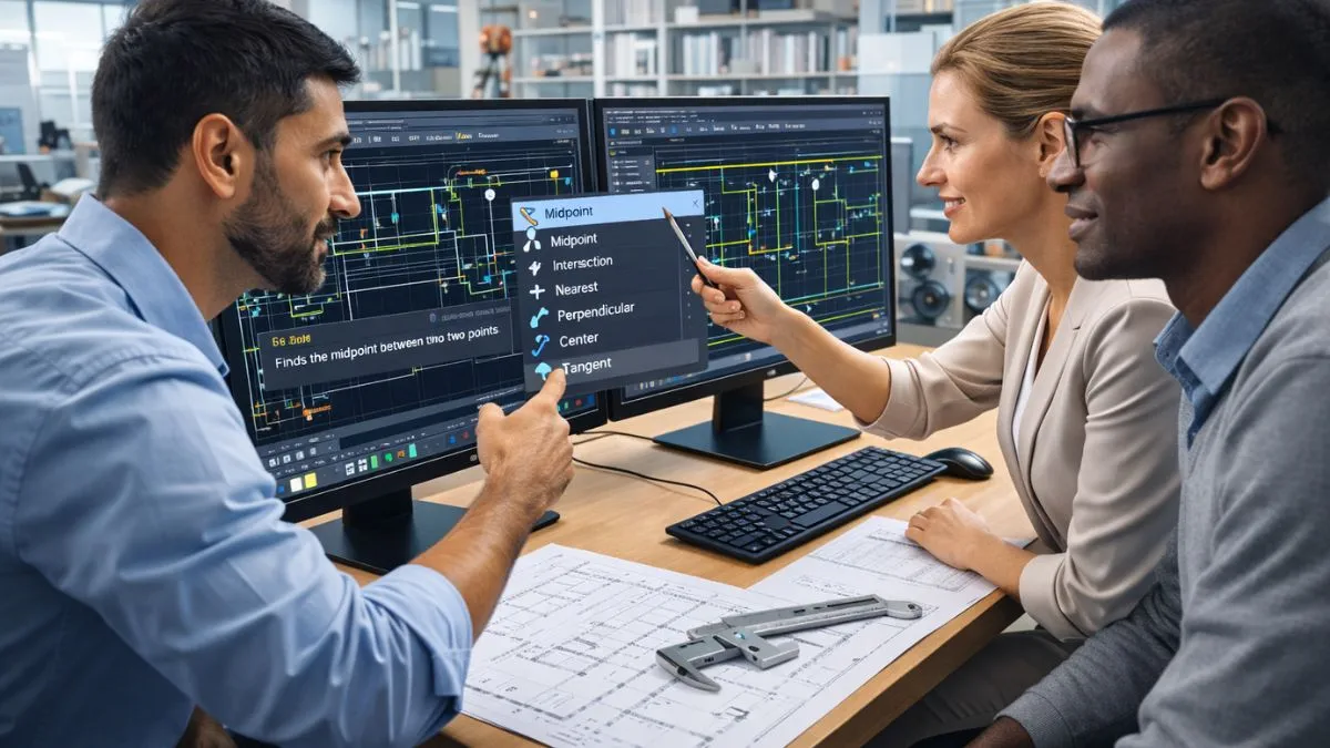 comandos de precisão no AutoCAD aplicados por projetistas e engenheiros para garantir alinhamento, pontos exatos e controle geométrico em desenhos técnicos profissionais