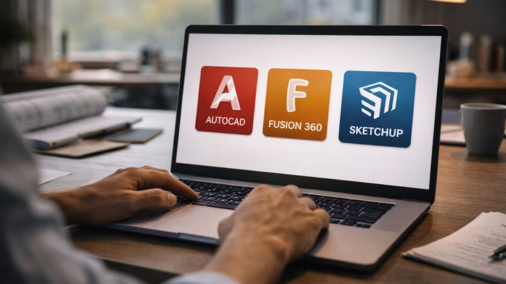Tela com diferentes opções de software visíveis, representando a presença de alternativas em um ambiente de trabalho antes da decisão final.