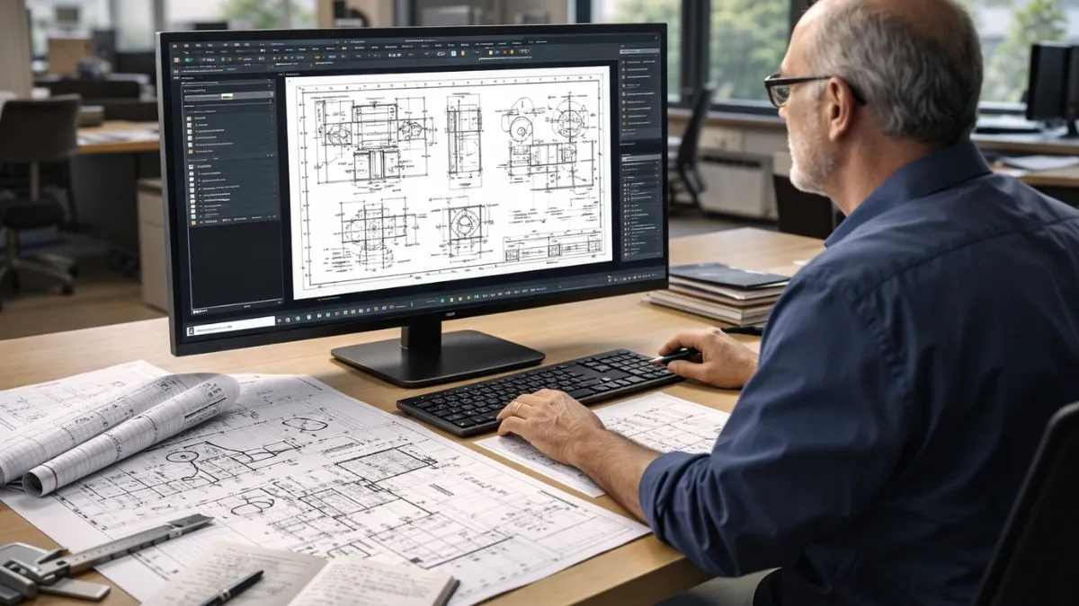 Barra de status do AutoCAD visível durante a análise de desenhos técnicos em um ambiente profissional de engenharia.