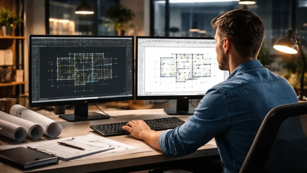 Configurações do fundo no AutoCAD alternando entre modo claro e modo escuro para melhor visualização do desenho.