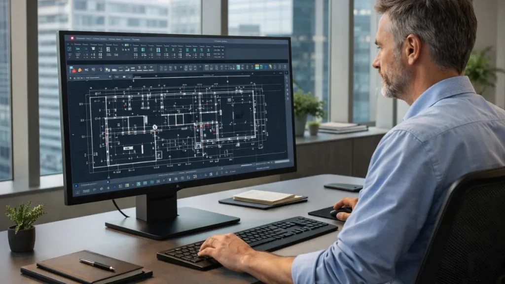 Reposicionamento da Ribbon no AutoCAD, mostrando a interface organizada para melhorar a produtividade e a visualização dos comandos.