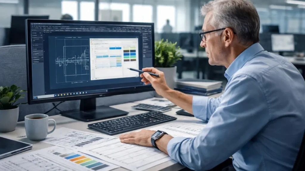 Padronização visual e definição de perfis de cor no AutoCAD para garantir consistência na apresentação do projeto.