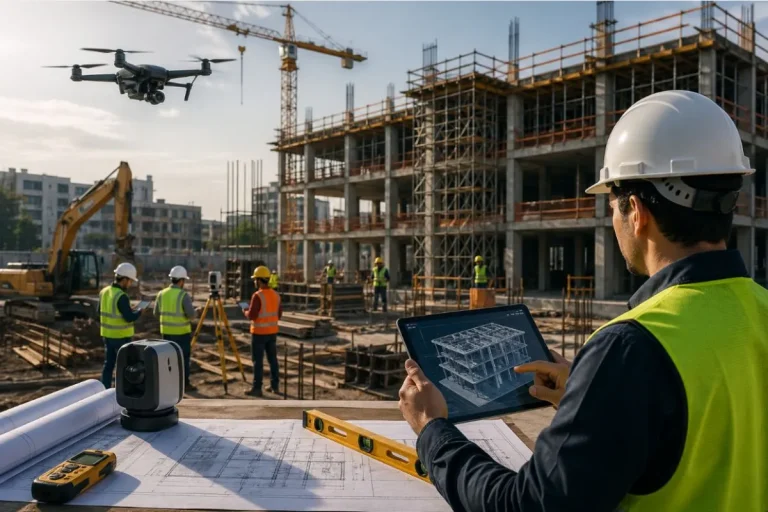 tecnologia em obras na construção civil com uso de dispositivos digitais e modelagem em campo